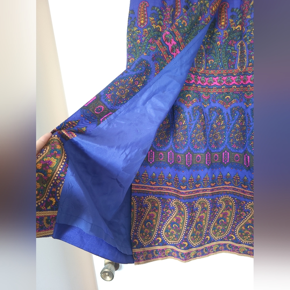 Carlisle Skirt Faux Wrap Midi Paisley 85%Silk & 15% Wool Silk Pencil Size 12 - Picture 3 of 6